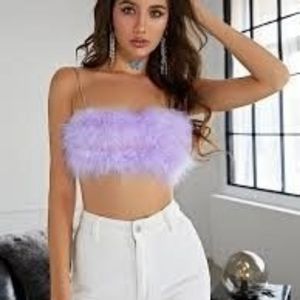 SHEIN Purple Feather Bra Top